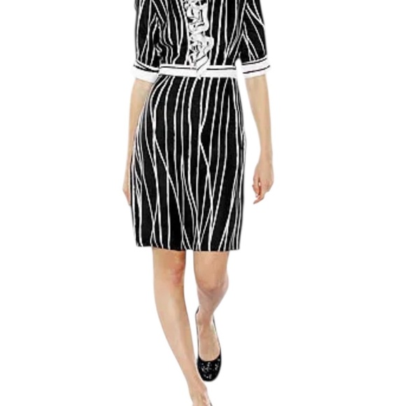 Tory Burch Black and Cream Striped Dress - Phoenix Style - Picture 1 of 9